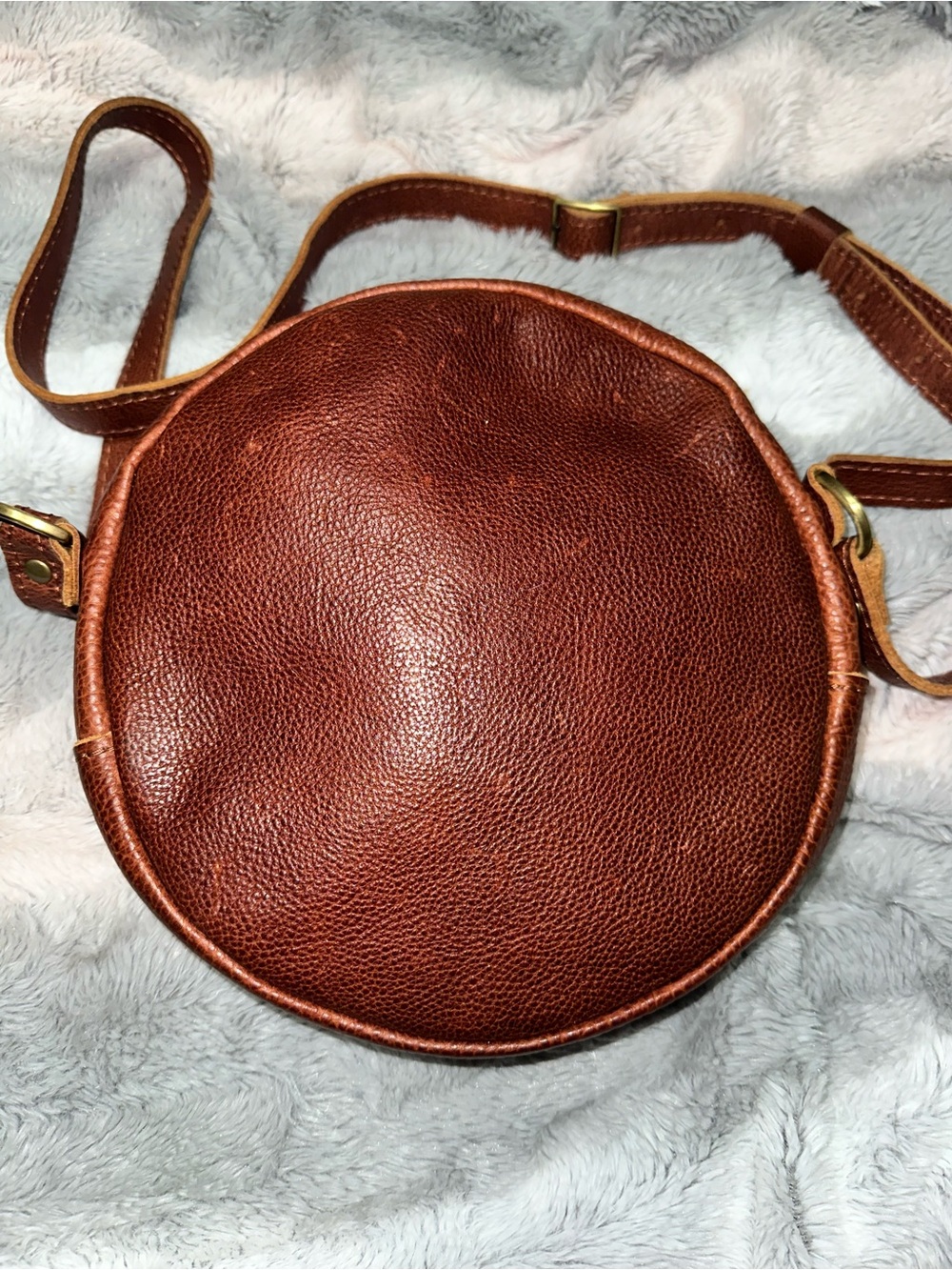 Portland Leather Round Crossbody Bag - Chestnut Brown - Picture 10 of 11